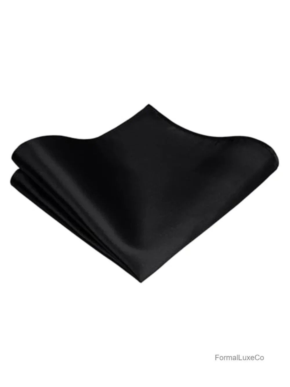 Black Satin Woven Necktie and Pocket Square Set Gift Box